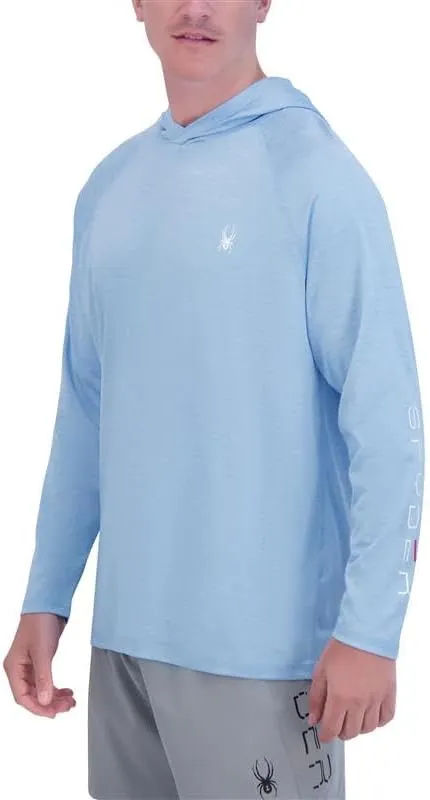 Spyder Men's Hooded Long Sleeve Rashguard – UPF 30  Quick-Dry Swim Shirt for Surfing, Hiking, Gym & Outdoor Sports