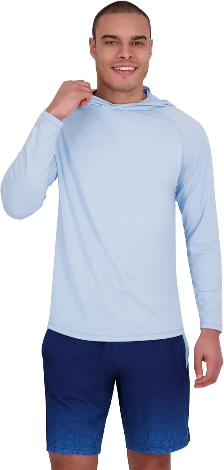 Spyder Men's Hooded Long Sleeve Rashguard – UPF 30  Quick-Dry Swim Shirt, Surfing, Hiking, Gym, Outdoor Sports