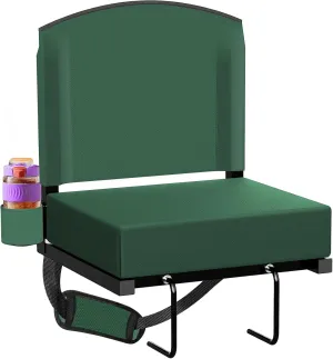 Stadium Seats with Back Support, Portable Bleacher Seat for Bleachers Hold up 400lbs, Wide Bleacher Seat with Shoulder Strap & Handle Perfect for Sports Events (Green, 1pcs)