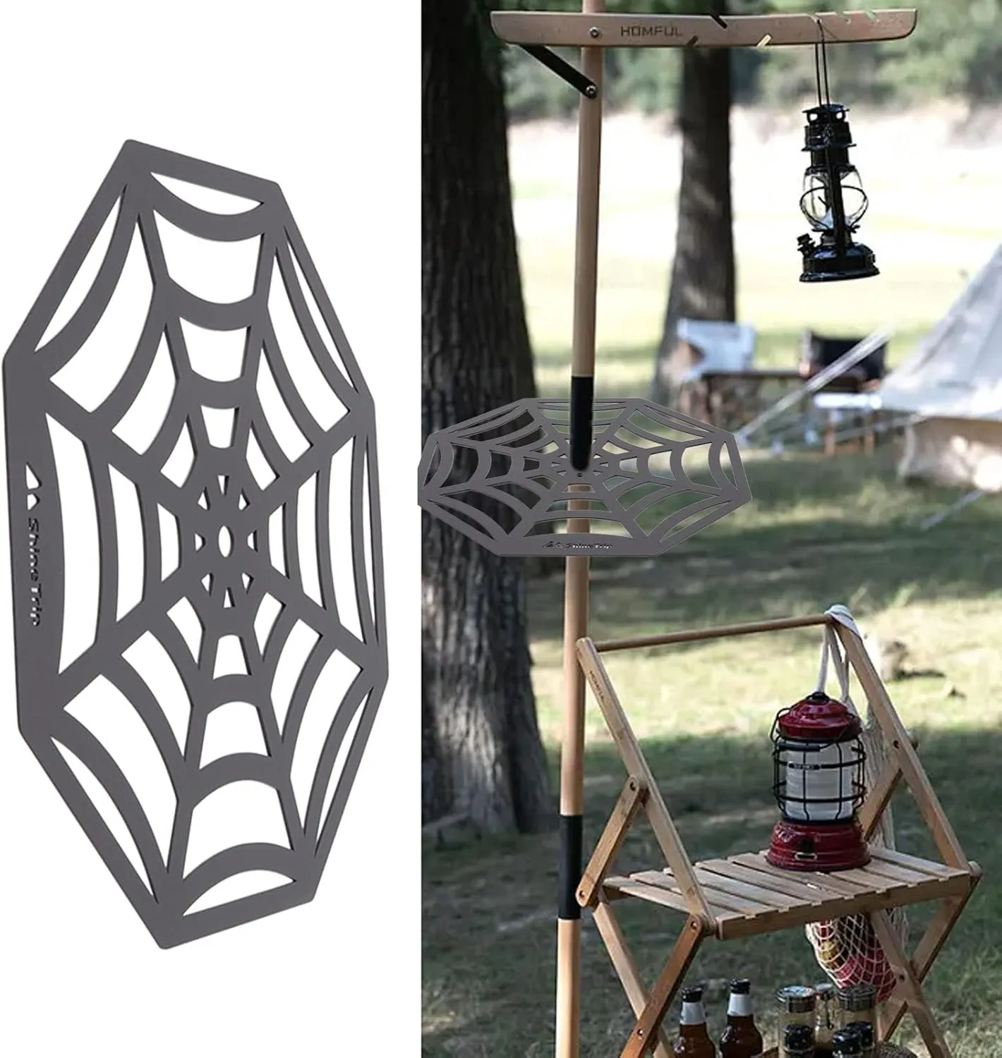 Stainless Steel Light Pole Tray Shelf Holder Lamp Pole Bracket for Traveling BBQ Camping, for Camping Tripod and Portable Lighting Sta(Openwork)