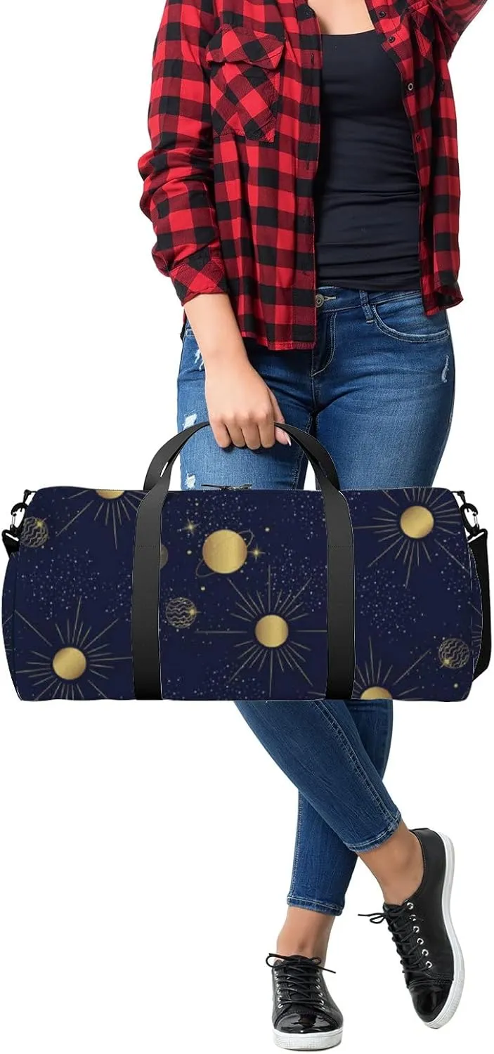 Starry Sky Solar System Sports Bag Tote Bag Waterproof Gym Bag with Shoulder Strap Zipper 2 Side Pockets for Men and Women, Travel and Storage Shoulder Bag.