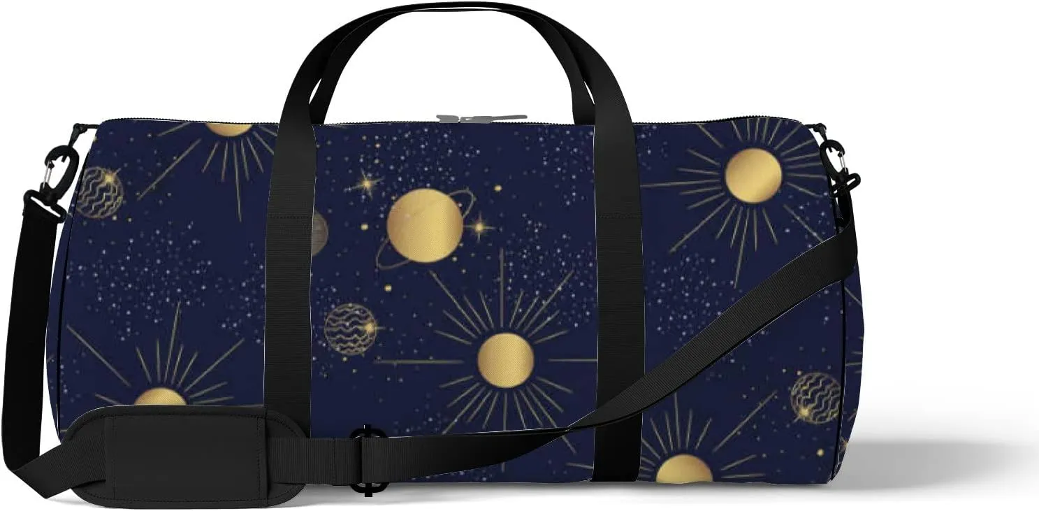 Starry Sky Solar System Sports Bag Tote Bag Waterproof Gym Bag with Shoulder Strap Zipper 2 Side Pockets for Men and Women, Travel and Storage Shoulder Bag.