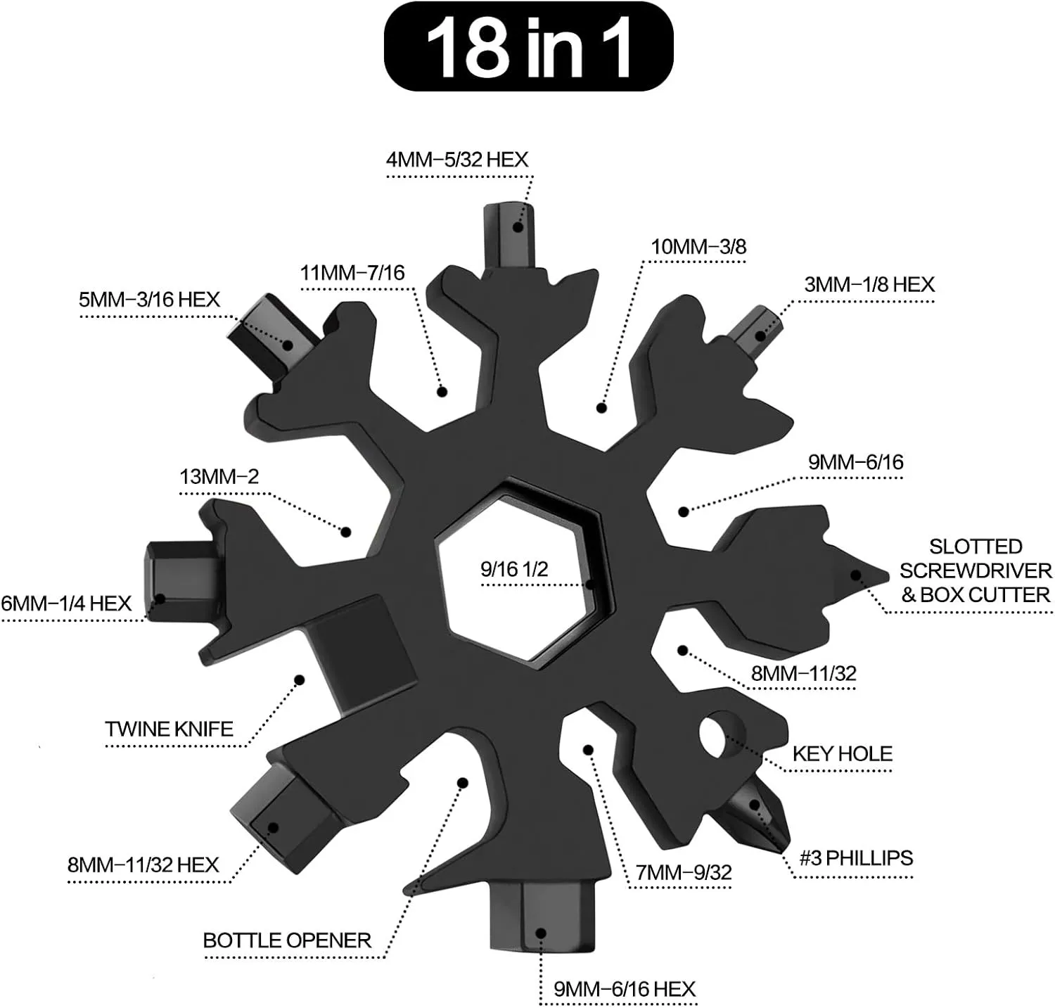 Stocking Stuffers for Adults Men Dad Gifts, Multi Tool 2 Pack 18 in 1 Snowflake Hand Tools Christmas Gifts for Men Dad Husband Outdoors Camping Portable Bottle Opener Flat Screwdriver Kit Wrench