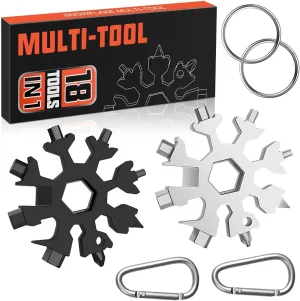 Stocking Stuffers for Adults Men, Gifts for Men Dad, 2 Pack 18 in 1 Snowflake Multitools Mens Stocking Stuffers, Christmas Gifts for Men Him, White Elephant Gifts, Tool Cool Gadgets