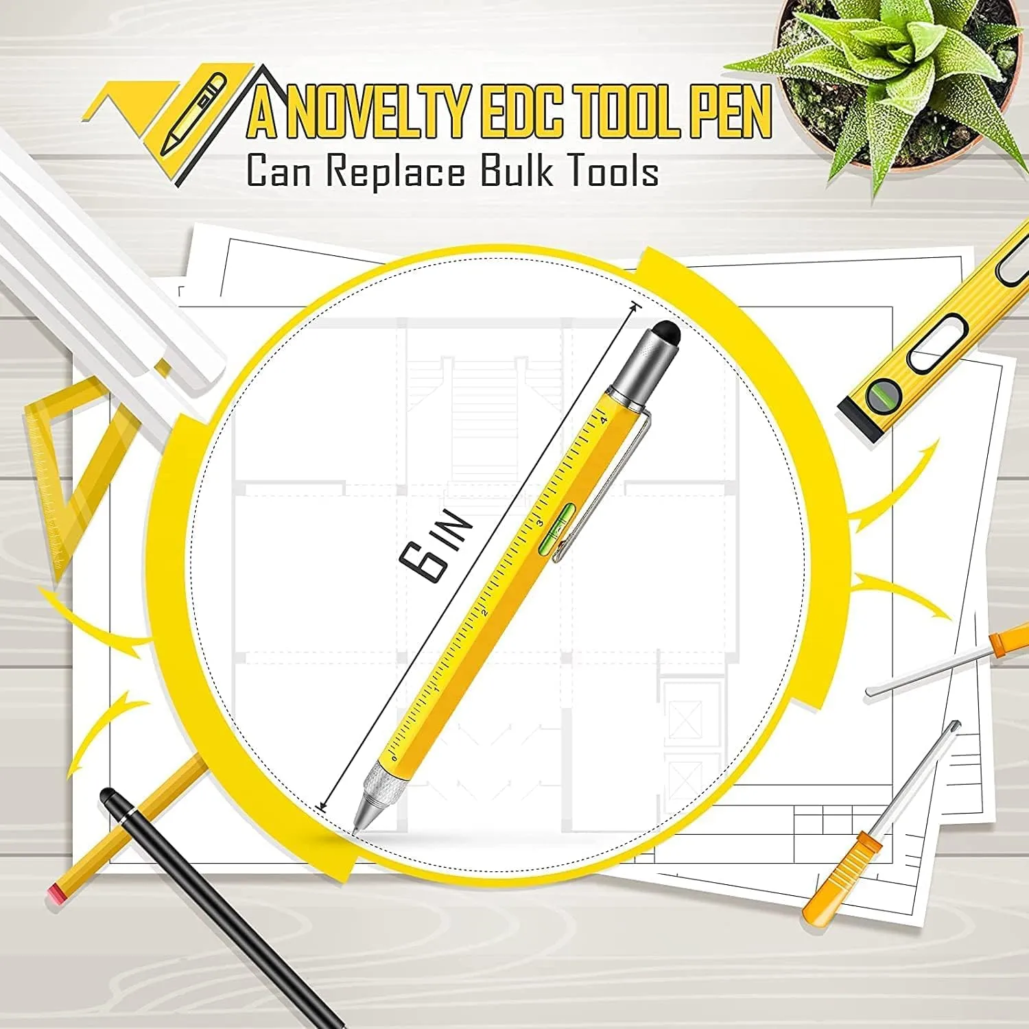 Stocking Stuffers Gifts for Men Dad-Multitool Pen Construction Tools, Pen Tool Gadget for Women Men,Gifts Ideas for Engineer Woodworkers Carpenter Stylus,Ruler,Level,Screwdriver,Ballpoint Pen 4 Pack