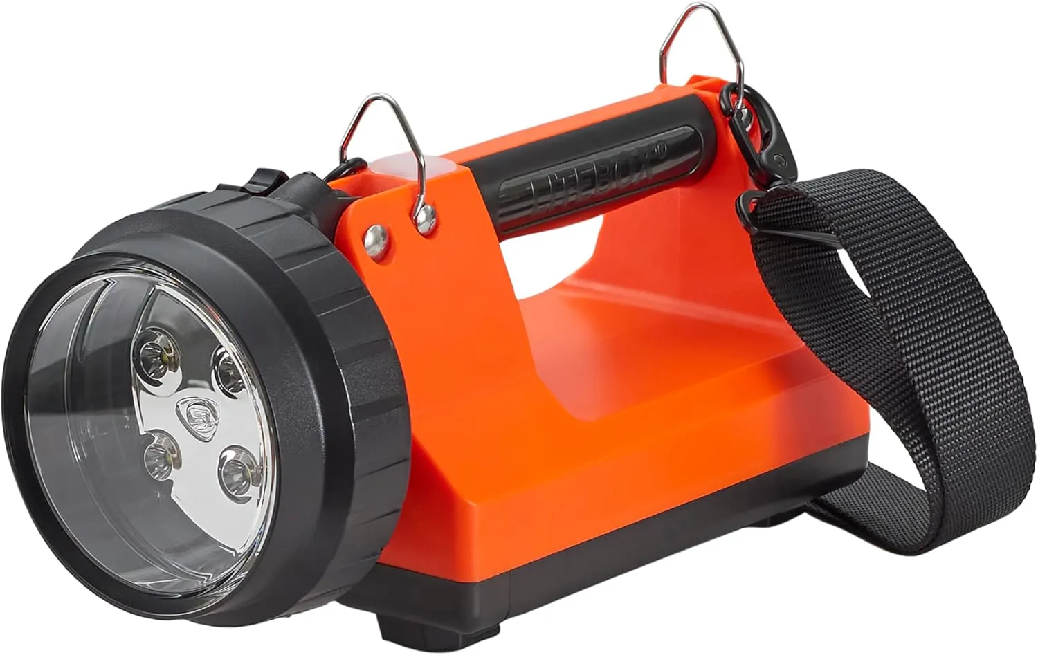 Streamlight 45807 E-Flood LiteBox 615-Lumen Rechargeable Flood Beam Lantern with Power Failure Lighting System, AC/DC Charging, Heavy Duty Shoulder Strap, and Mounting Rack, Orange