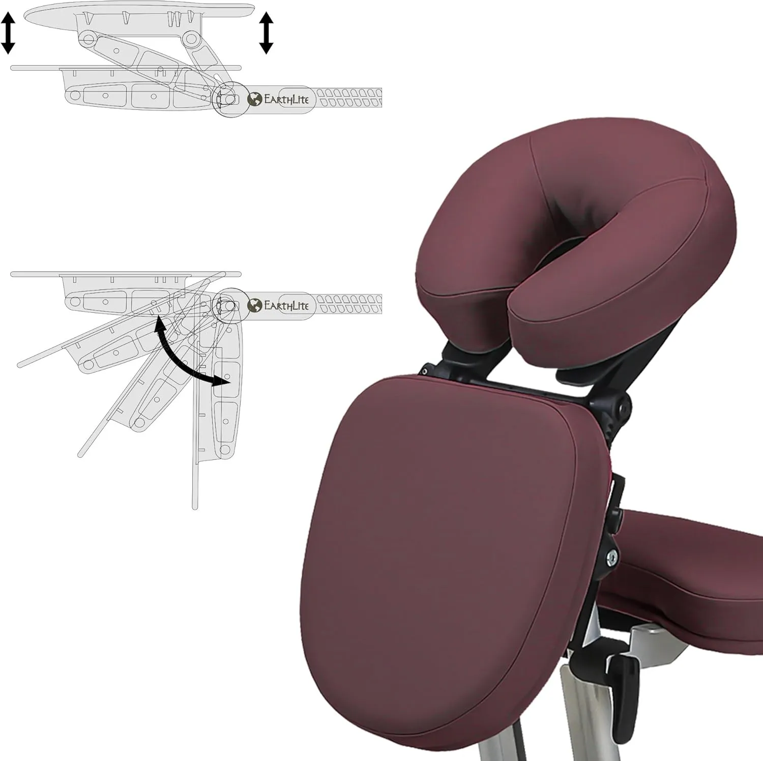 STRONGLITE Portable Massage Chair Ergo Pro II - Ultra-Strong, Lightweight, Foldable Tattoo Spa Chair with Wheels & Carry Case (600lbs Working Weight), Burgundy