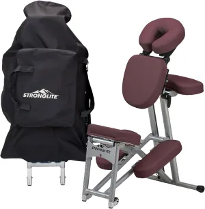 STRONGLITE Portable Massage Chair Ergo Pro II - Ultra-Strong, Lightweight, Foldable Tattoo Spa Chair with Wheels & Carry Case (600lbs Working Weight), Burgundy
