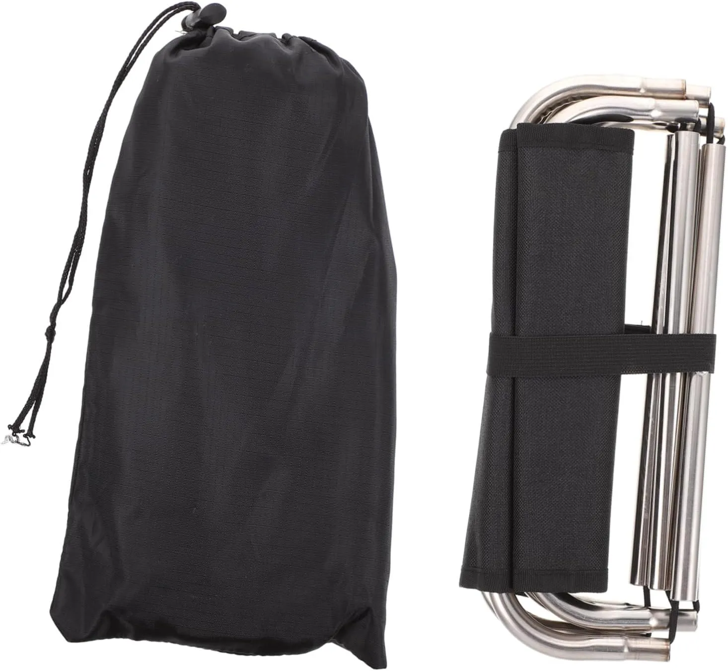 Sturdy Stainless Steel Folding Stool Compact Outdoor Camping Chair Comfortable Padded Seat