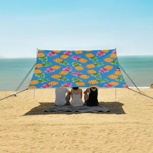 Summer Tropical Pineapples Beach Camping Tent Sun Shelter for Whole Family, Beach Shade Canopy with UPF50  UV Protection,Easy Set Up and Carry,Outdoor Shade for Trips, Fishing, Backyard Fun Pic