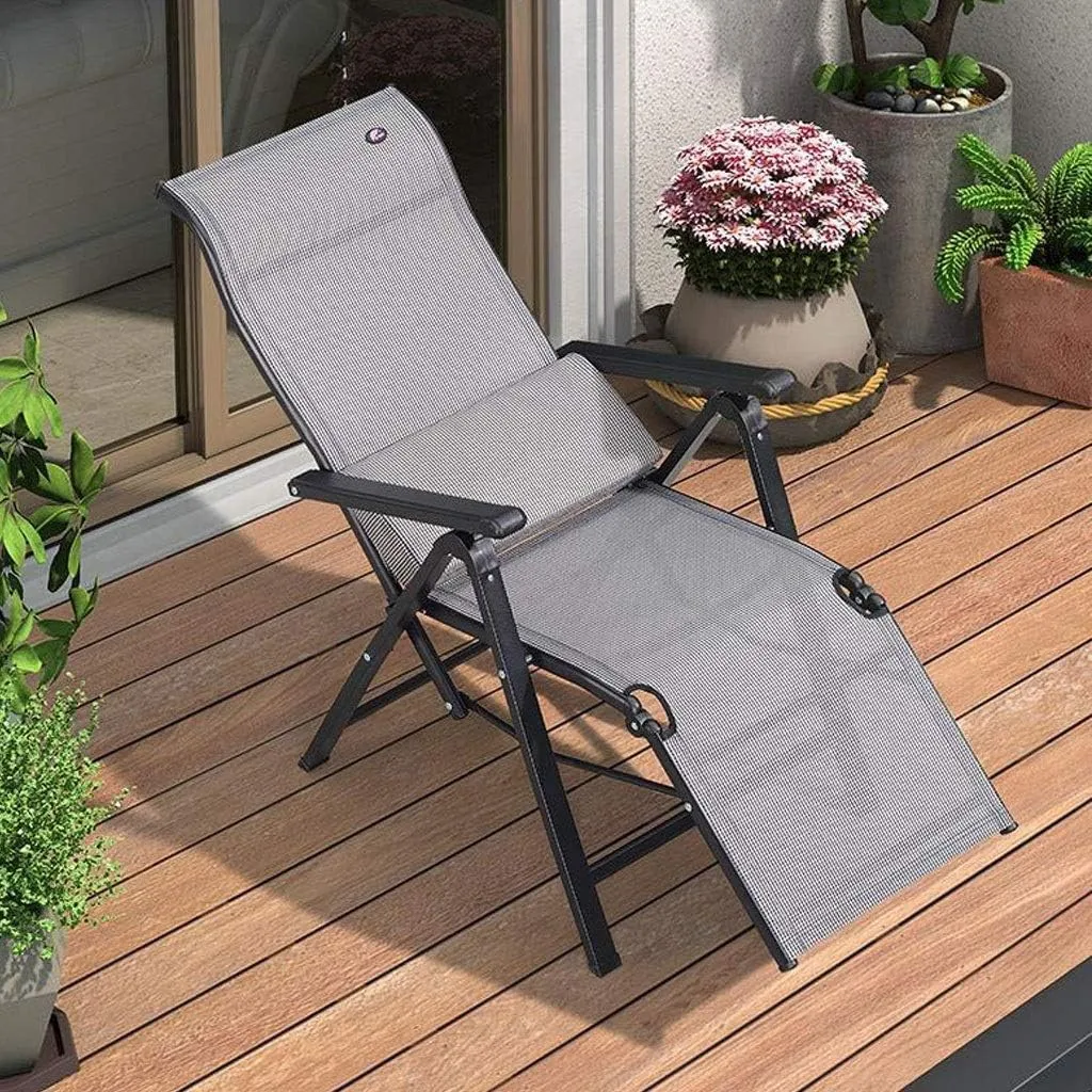 Sun Lounger Garden Chairs Foldable Deck Chair Folding Zero Gravity Sun Lounger,Outdoor Deck Chair Patio Rust Resistant Reclining Home Lounge Chair Self-Driving Camping Picnic (Color, Gray),G