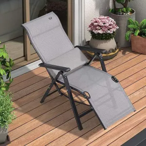 Sun Lounger Garden Chairs Foldable Deck Chair Folding Zero Gravity Sun Lounger,Outdoor Deck Chair Patio Rust Resistant Reclining Home Lounge Chair Self-Driving Camping Picnic (Color, Gray),G
