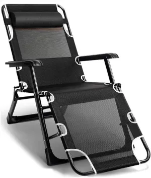 Sun Loungers,Heavy Duty Sun Lounger Chair Garden Furniture,Camping Garden Deck Chairs Folding Zero Recliner Reclining Waterproof Chaise Loungers Metal for Outdo(Black)