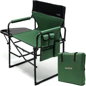 SUNNYFEEL Oversized Camping Directors Chair, Portable Folding Lawn Chairs for Adults Heavy Duty with Side Table,Pocket for Beach, Fishing,Picnic,Concert,Tailgating, Outdoor Foldable Camp Chair