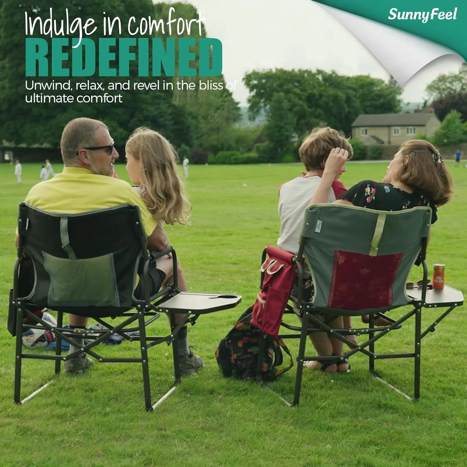 SUNNYFEEL Oversized Camping Directors Chair, Portable Folding Lawn Chairs for Adults Heavy Duty with Side Table,Pocket for Beach, Fishing,Picnic,Concert,Tailgating, Outdoor Foldable Camp Chair