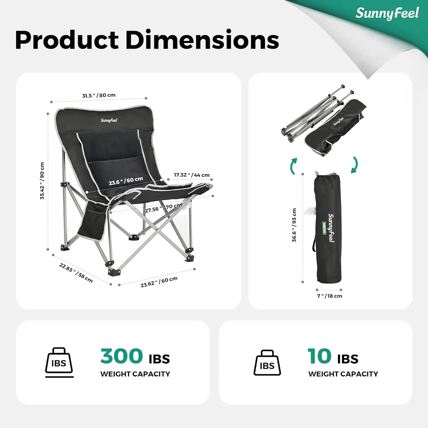 SUNNYFEEL Oversized Camping Folding Chair for Outdoor Camp with Cup Holders & Carry Bag, Versatile Indoor-Outdoor Comfy Butterfly Chair for Adults, Beach, Picnic, Hiking, Living Room