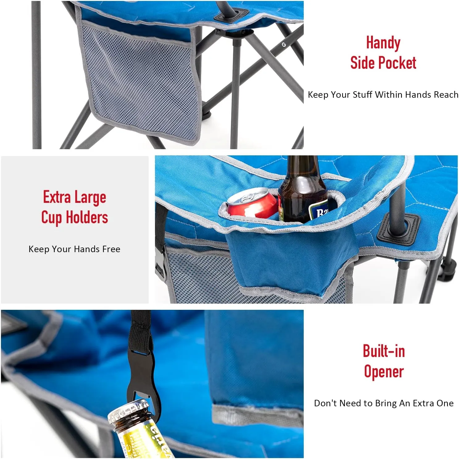 SUNNYFEEL XL Oversized Camping Chair, Folding Camp Chairs for Adults Heavy Duty Big Tall 500 LBS, Padded Portable Quad Arm Lawn Chair with Pocket for Outdoor/Picnic/Beach/Sports