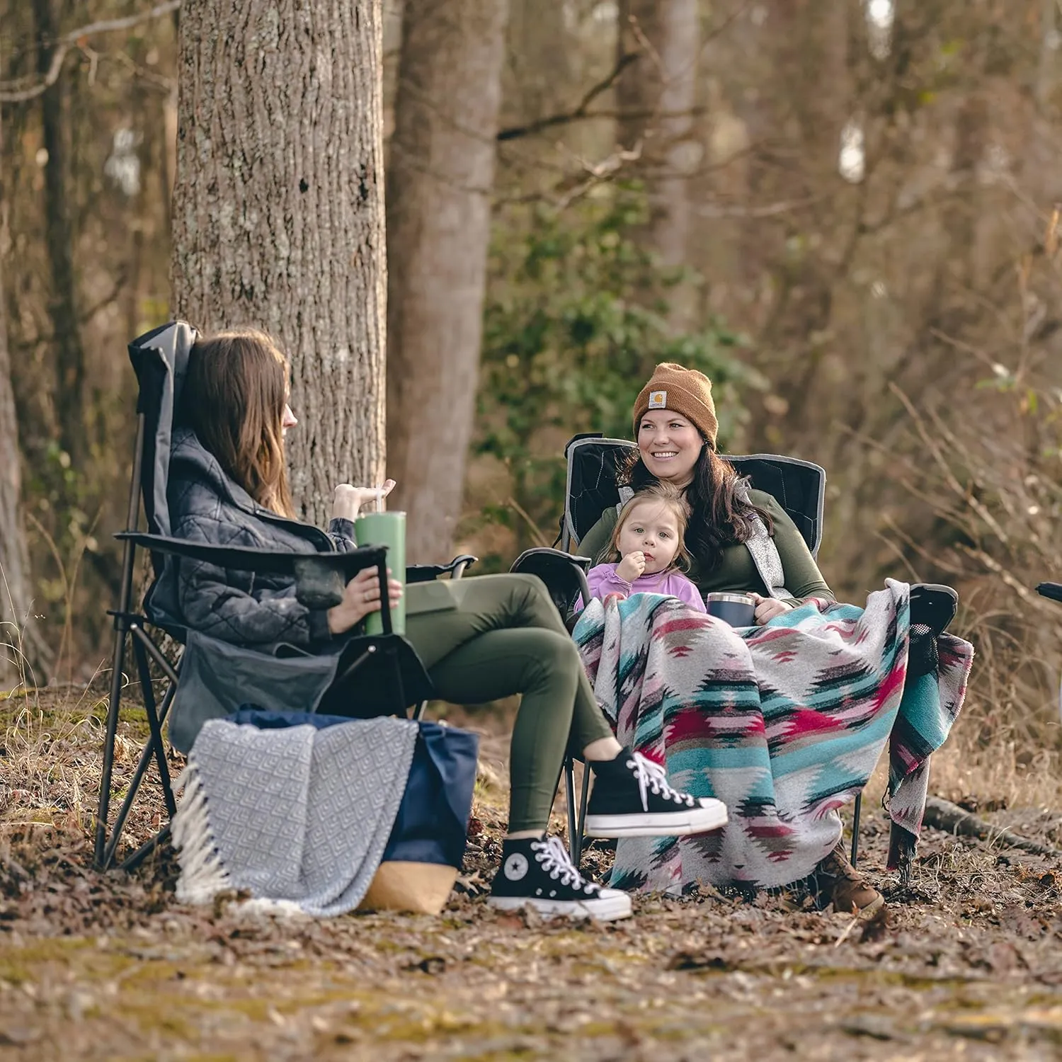 SUNNYFEEL XL Oversized Camping Chair, Folding Camp Chairs for Adults Heavy Duty Big Tall 500 LBS, Padded Portable Quad Arm Lawn Chair with Pocket for Outdoor/Picnic/Beach/Sports