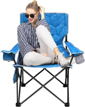 SUNNYFEEL XL Oversized Camping Chair, Folding Camp Chairs for Adults Heavy Duty Big Tall 500 LBS, Padded Portable Quad Arm Lawn Chair with Pocket for Outdoor/Picnic/Beach/Sports