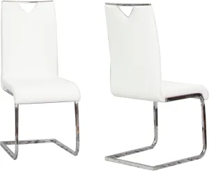 Sunset Trading Doral Faux Leather Upholstered Dining Chairs | S-Shaped Chrome Cantilever Base | White Padded Seats & High Backs | Set of 2 | Contemporary, Modern Kitchen Accent Sidechairs