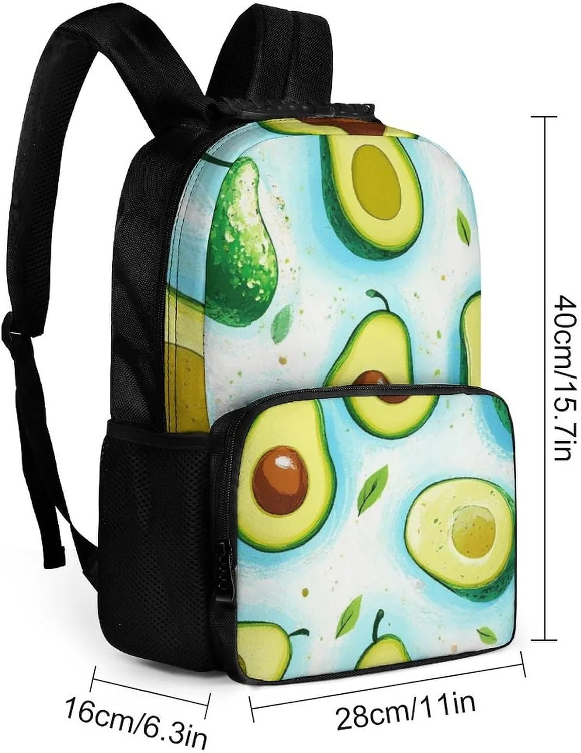 Supdreamc Adults Lightweight Fruits Exotic Avocado Art Rucksacks Large Capacity Bookbag With Adjustable Shoulder Straps for Trekking Outdoors Bicycle