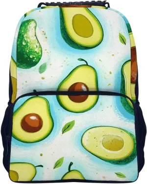 Supdreamc Adults Lightweight Fruits Exotic Avocado Art Rucksacks Large Capacity Bookbag With Adjustable Shoulder Straps for Trekking Outdoors Bicycle