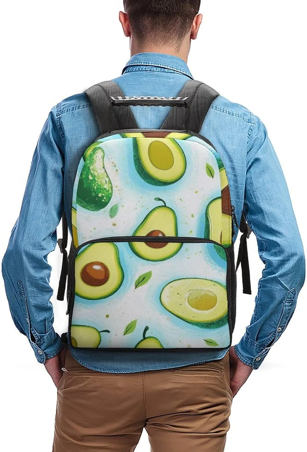 Supdreamc Adults Lightweight Fruits Exotic Avocado Art Rucksacks Large Capacity Bookbag With Adjustable Shoulder Straps for Trekking Outdoors Bicycle