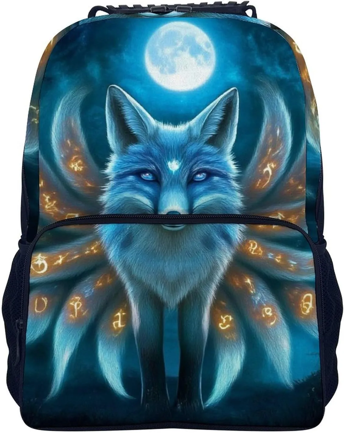 Supdreamc Adults Lightweight Magical Nine Tailed Fox Art Rucksacks Large Capacity Bookbag With Adjustable Shoulder Straps for Trekking Outdoors Bicycle