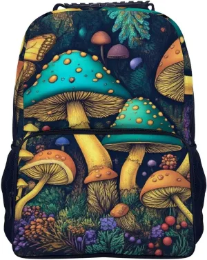 Supdreamc Lightweight Daypack Backpack for Trekking Work Running - Big Capacity Multipurpose Anti-Theft Bookbag, Trippy Mushroom Art Business Computer Bag