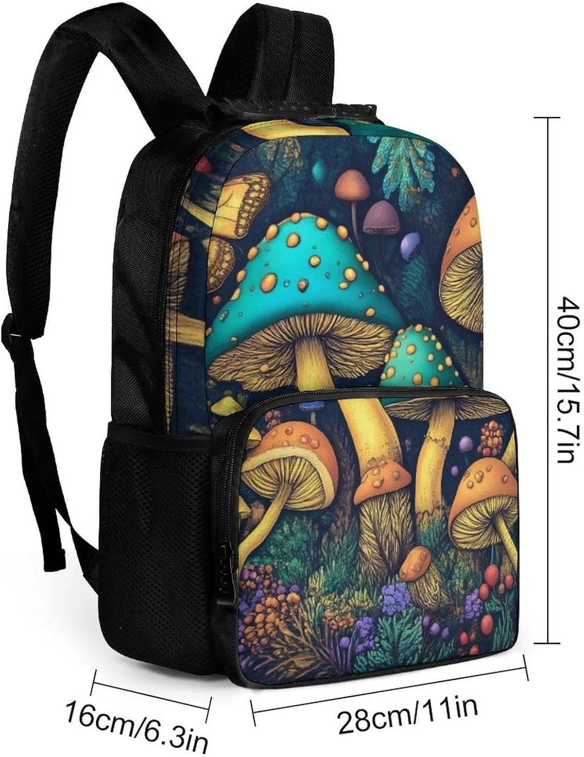 Supdreamc Lightweight Daypack Backpack for Trekking Work Running - Big Capacity Multipurpose Anti-Theft Bookbag, Trippy Mushroom Art Business Computer Bag