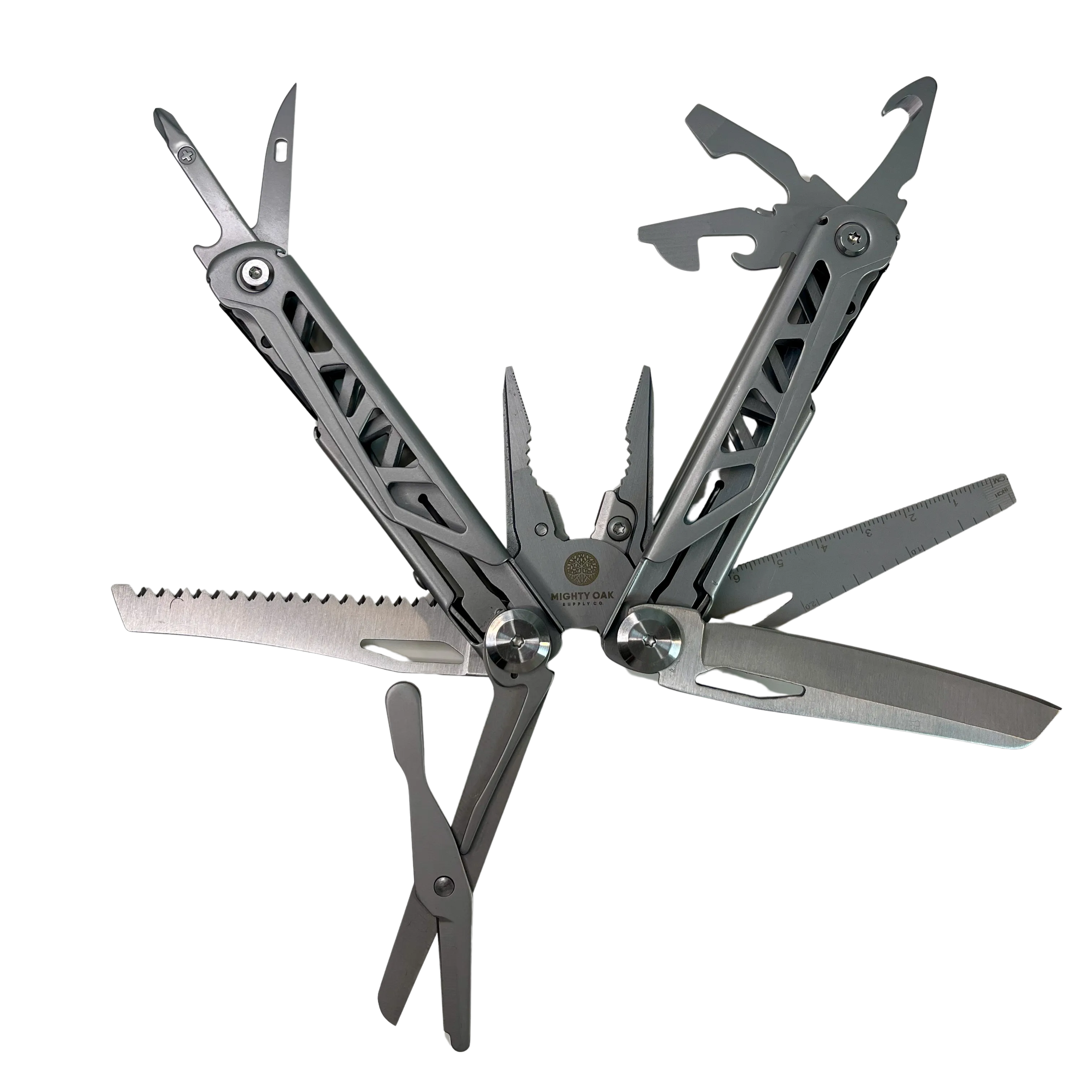 Survival Multitool - Pliers, Knife, Screwdriver, Saw, Stainless Steel, Case