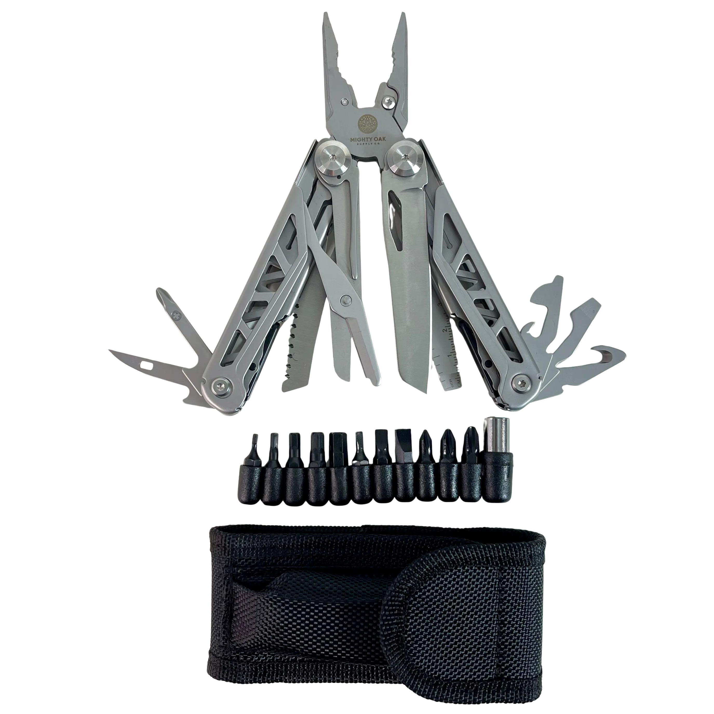 Survival Multitool - Pliers, Knife, Screwdriver, Saw, Stainless Steel, Case