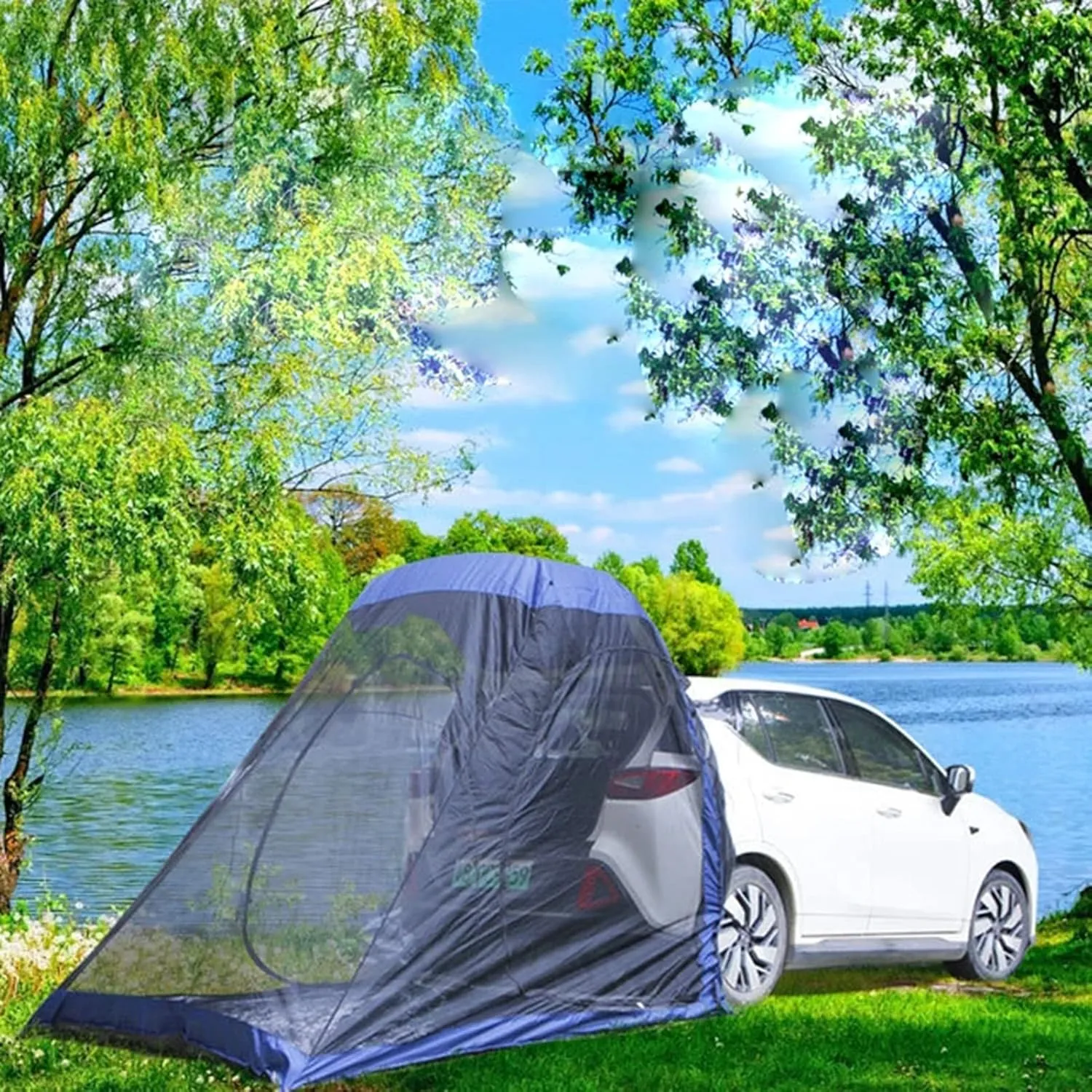 SUV Tent - Pop-Up Cabin for Cars Tailgate Shade Awning Car Camping Shelter with Zippered Entry - Road Trip Essentials