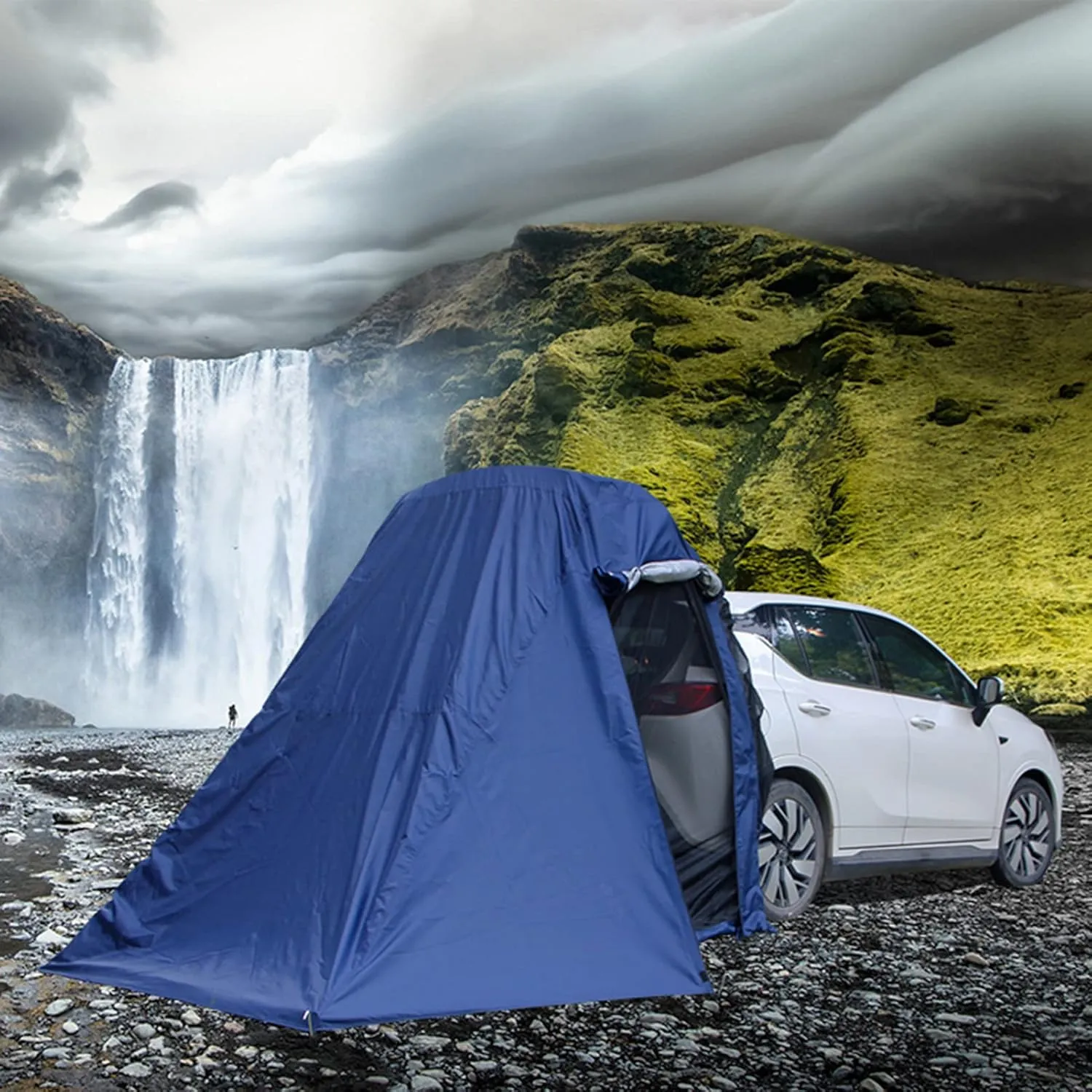 SUV Tent - Pop-Up Cabin for Cars Tailgate Shade Awning Car Camping Shelter with Zippered Entry - Road Trip Essentials