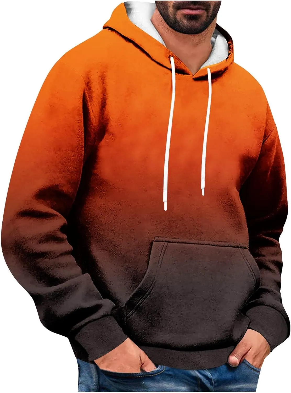 Sweatshirts for Men Stylish Vintage Drawstring Long Sleeve Hooded Sweatshirts Loose Fit Thick Graphic Fishing Hoodies