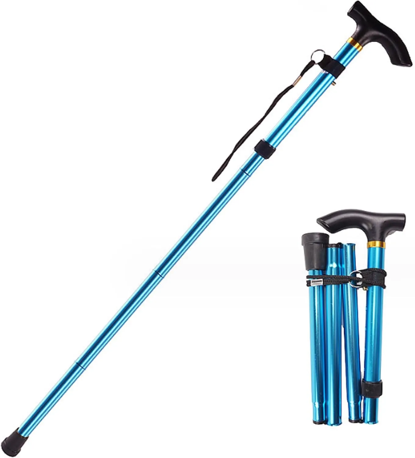 T-Handle Trekking Pole, Lightweight Collapsible Hiking Poles Aluminum Alloy Walking Sticks, Increase Stability, and Improve Posture, for Outdoor Camping(C)