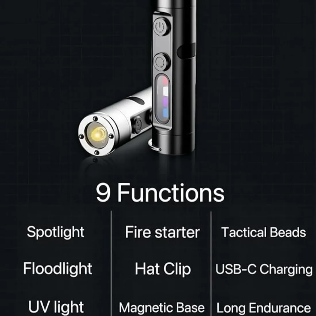 Taclite Mini - The Ultimate Everyday Micro Tool, 2025 Upgraded Rechargeable Led Magnetic Super Bright Tactical Flashlight High Lumens, Waterproof, 3 Brightness Multitool (2PCS-B)