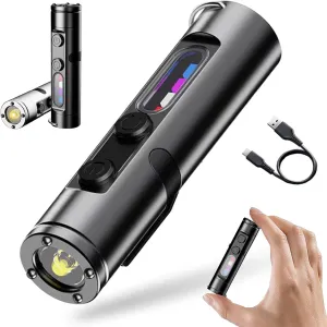 Taclite Mini - The Ultimate Everyday Micro Tool, Rechargeable LED Magnetic Super Bright Tactical Flashlight High Lumens with Hat Clip, Multitool - Gifts for Men, Waterproof, 3 Brightness (Black)