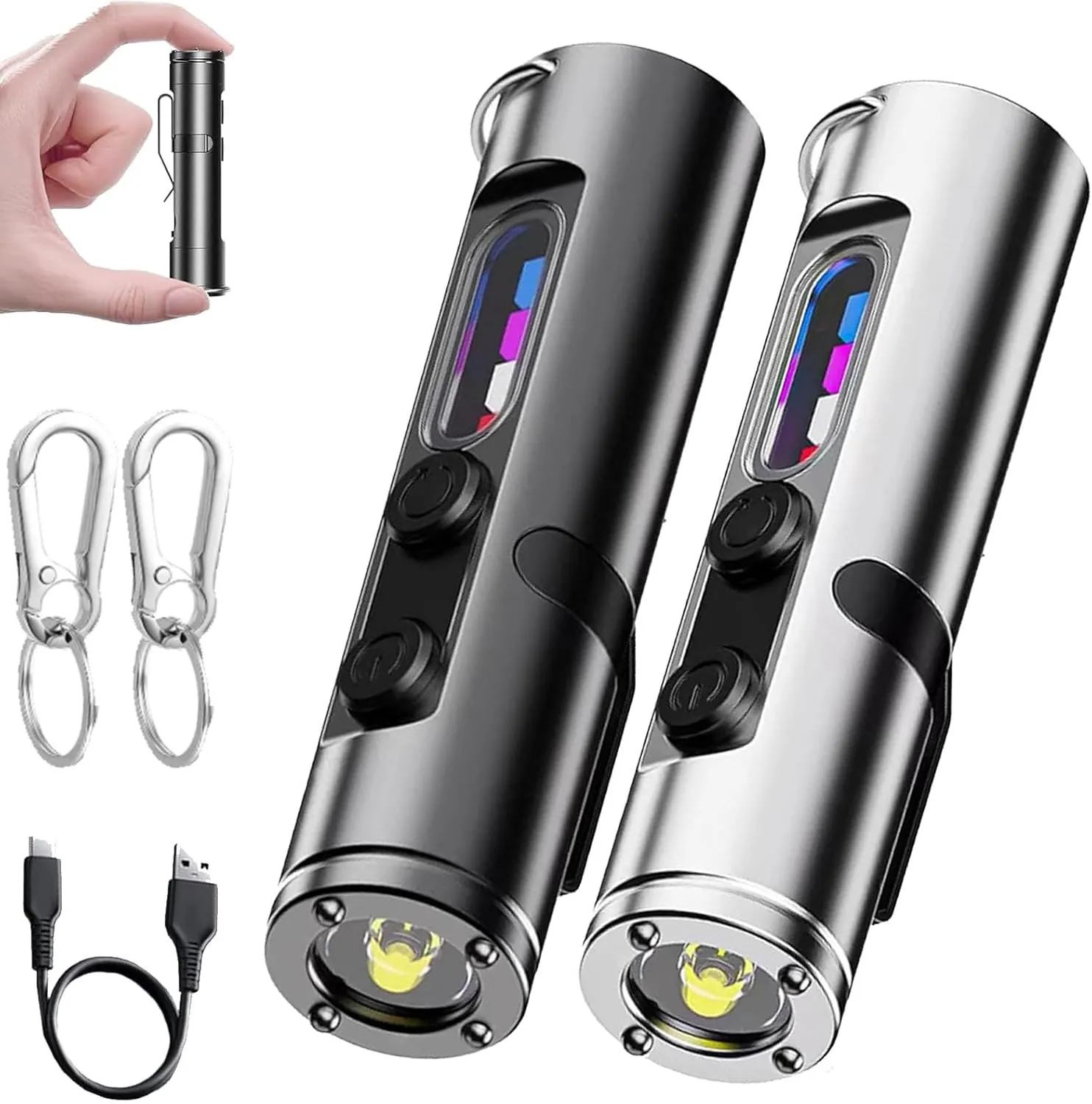 Taclite Mini – The Ultimate Everyday Micro Tool, Rechargeable LED Magnetic Super Bright Tactical Flashlight, Taclite Flashlight, High Lumens with Hat Clip, Waterproof,3 Brightnes,for Hiking (Mix/2)