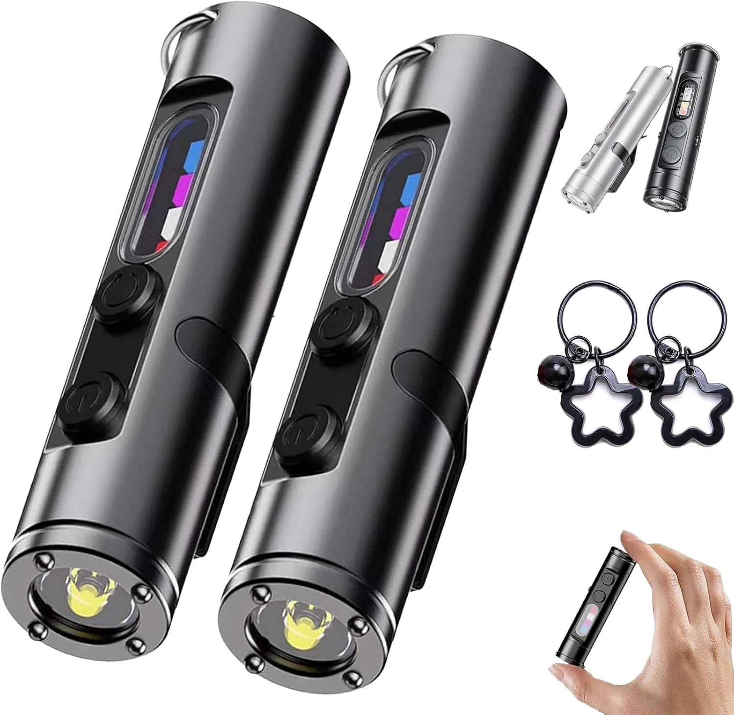 TacLite Mini – The Ultimate Everyday Micro Tool, Rechargeable LED Magnetic Super Bright Tactical Flashlight, Taclite Flashlight, Tiny Flashlight High Lumens,Hat Clip,Waterproof,3 Brightness (Black*2)