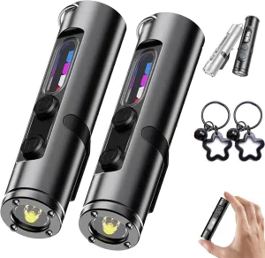 TacLite Mini – The Ultimate Everyday Micro Tool, Rechargeable LED Magnetic Super Bright Tactical Flashlight, Taclite Flashlight, Tiny Flashlight High Lumens,Hat Clip,Waterproof,3 Brightness (Black*2)