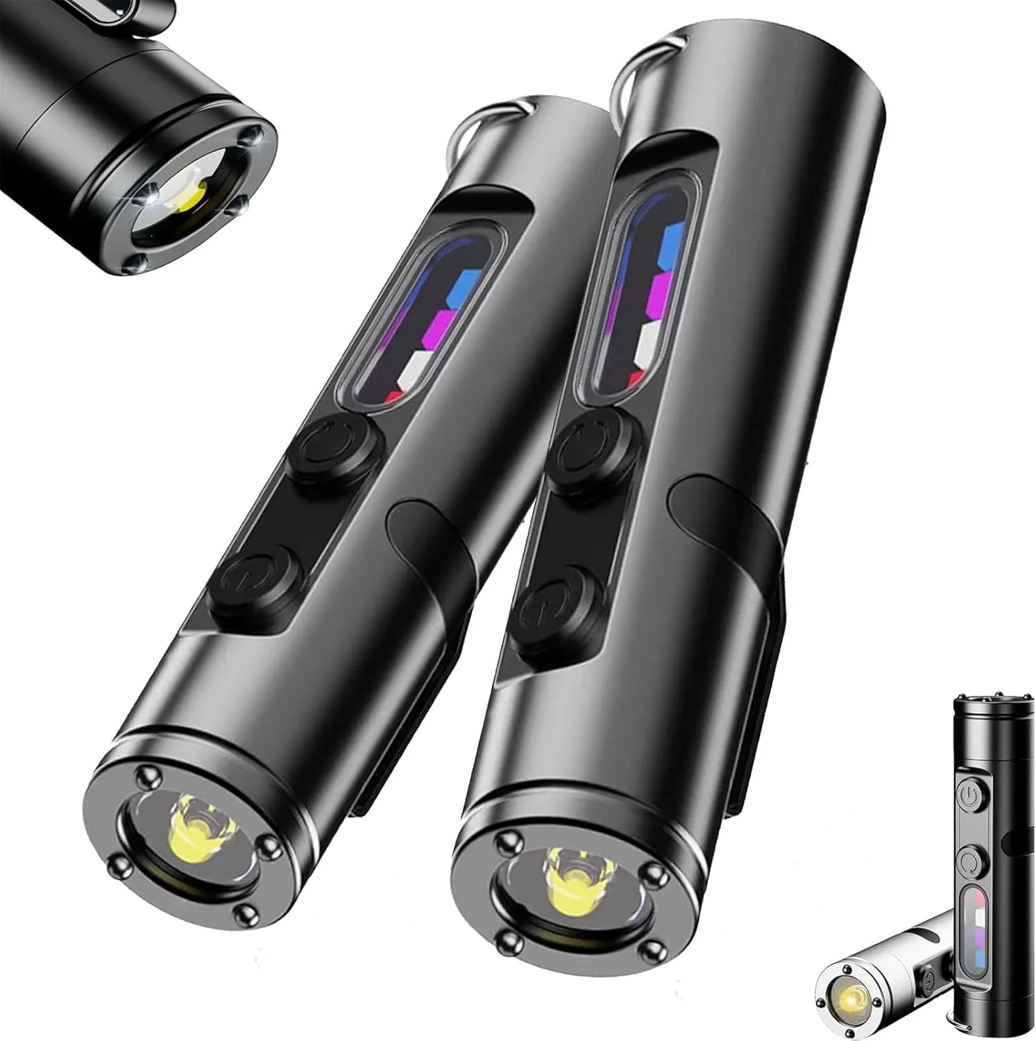 Taclite Mini – The Ultimate Everyday Micro Tool, Rechargeable Led Magnetic Super Bright Tactical High Lumens Flash with Hat Clip, Fingertip Sized Handheld Flashlight for Outdoor Adventure (2-Black)