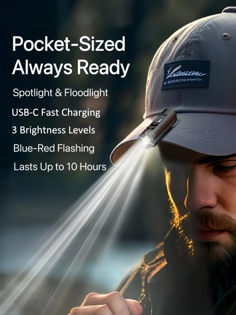 Taclite Mini – The Ultimate Everyday Micro Tool, Taclite Flashlight, Rechargeable LED Magnetic Super Bright Tactical Flashlight High Lumens, Dual Light System/3 Brightness/IP67 Waterproof (Silver)