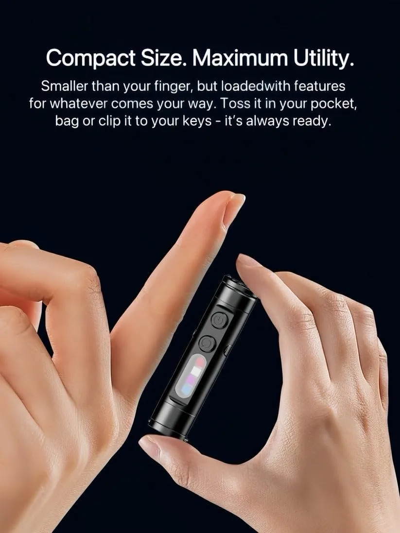 Taclite Mini – The Ultimate Everyday Micro Tool, Taclite Flashlight, Rechargeable LED Magnetic Super Bright Tactical Flashlight High Lumens, Dual Light System/3 Brightness/IP67 Waterproof (Silver)