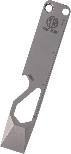 TACRAY Emergency Multitool, Titanium Pocket Pry Bar with Bottle Opener, Screw Drivers, Spanners & Staight Scale/Ruler, EDC Pry Bar with Clip