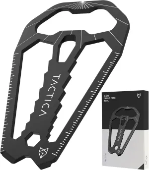TACTICA Wallet Multitool | 23-in-1 EDC Credit Card Tool with Bottle Opener, Wrench Set, Bit Socket, Cord Cutter, Pry Bar, Screwdriver, Scraper, Ruler, and More | Stainless Steel Handle