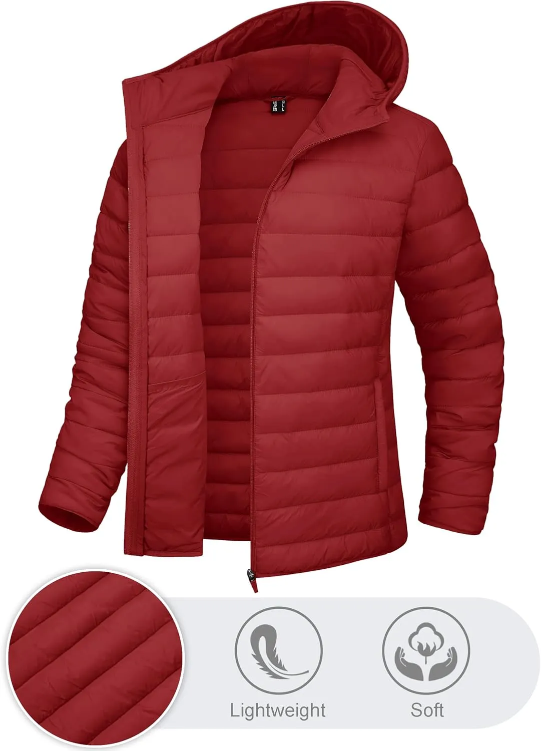 TACVASEN Women's Lightweight Puffer Jacket with Hood Pockets Quilted Padded Full-zip Winter Coat