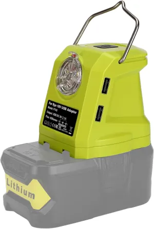 Taingwei Portable LED Lantern Light for Ryobi 18v Battery, 450lm LED Work Light Powered by Ryobi Battery, Dual USB 2.1A Fast Charge and 3 Light Modes,Flashlight for Hurricane Emergency, Camping