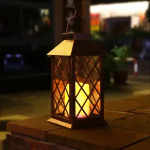 TAKE ME Solar Lantern,Outdoor Garden Hanging Lantern-Waterproof LED Flickering Flameless Candles Mission Lantern for Table,Outdoor,Party