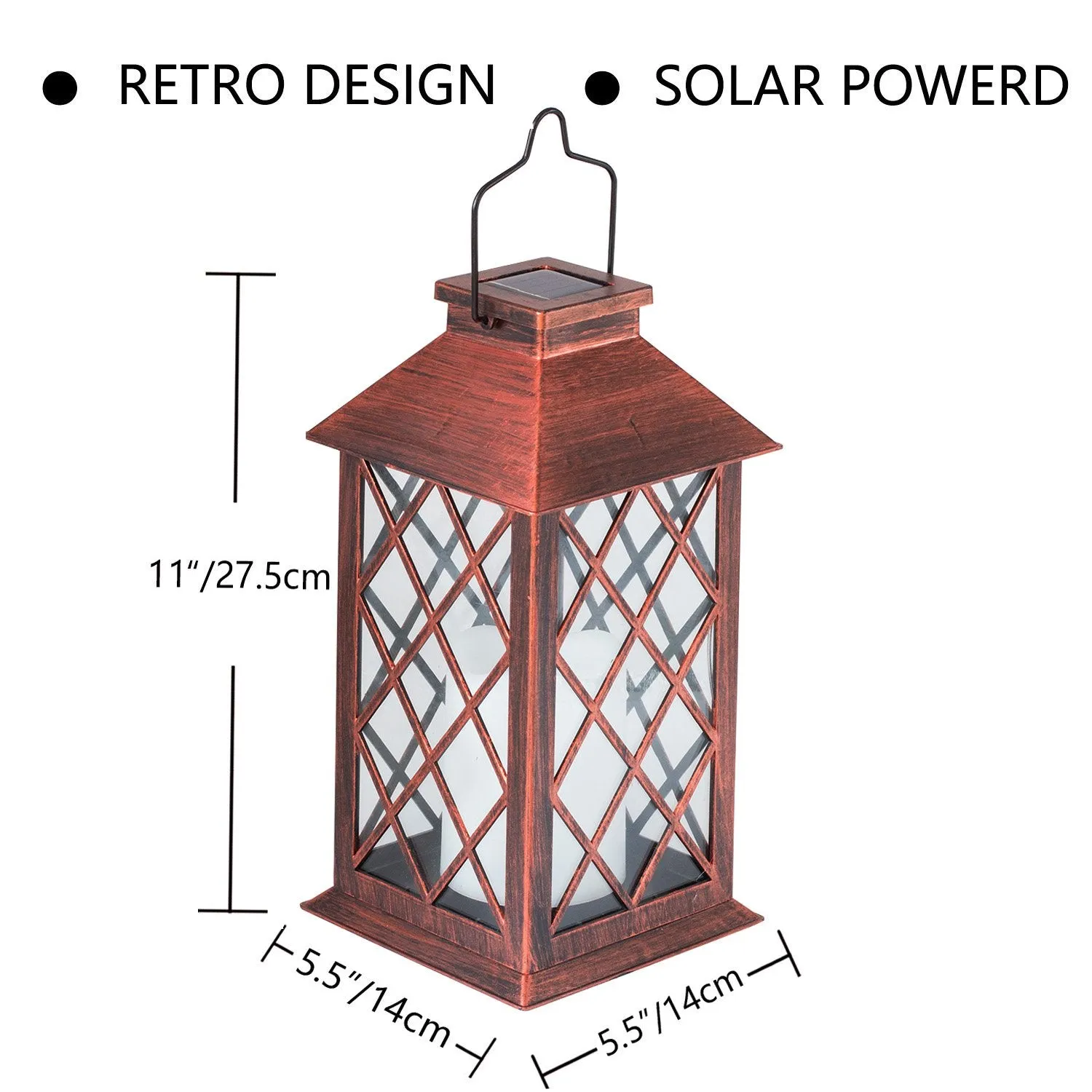 TAKE ME Solar Lantern,Outdoor Garden Hanging Lantern-Waterproof LED Flickering Flameless Candles Mission Lantern for Table,Outdoor,Party